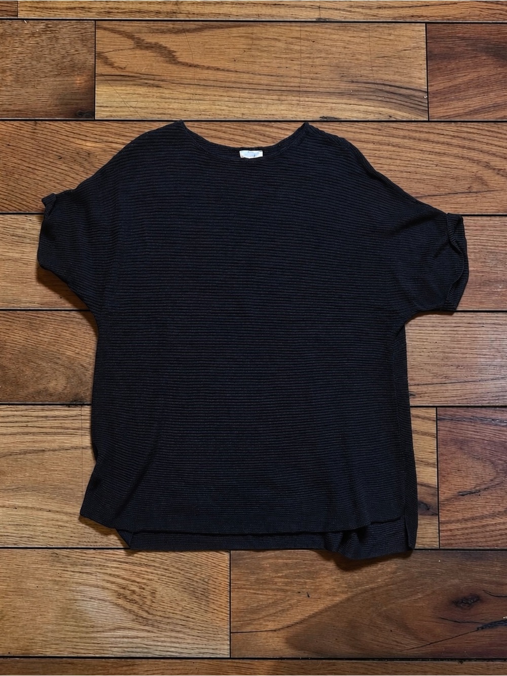 Women’s J. Jill Black Ribbed Dolman Sleeve Knit Top Size M